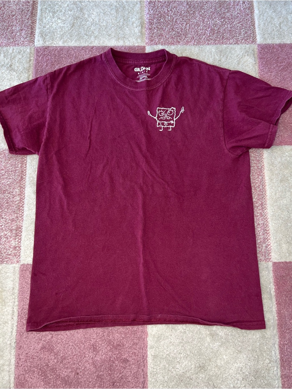 Embroidered SpongeBob DoodleBob M Burgundy Tshirt